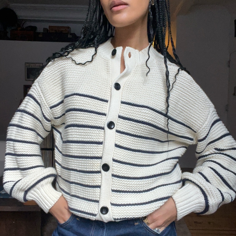 Alex Mill Button Back Sweater in stripe
